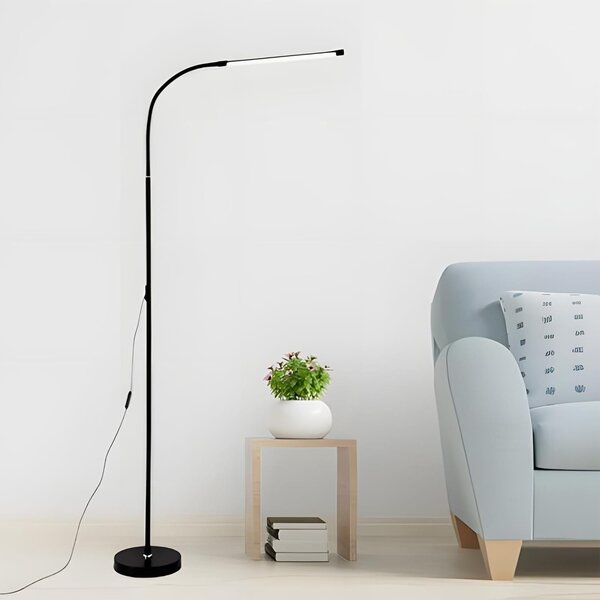 12W LED pokretna podna svjetiljka 180 cm USB crna