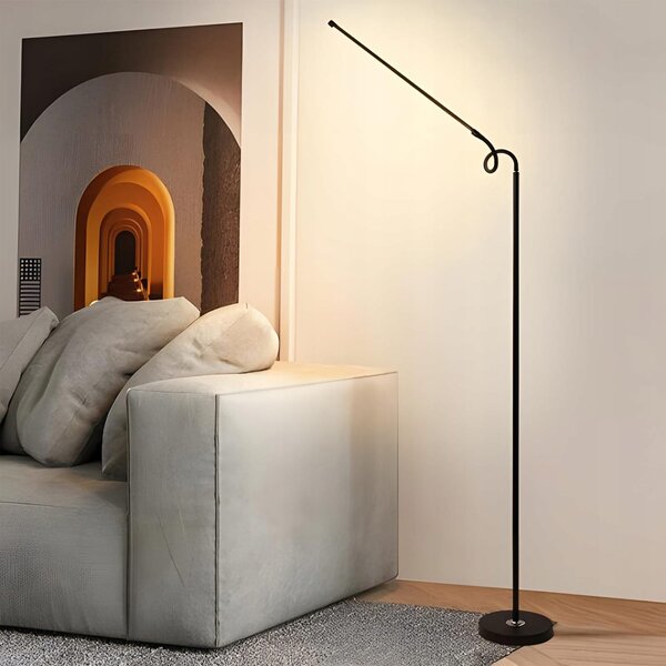 12W LED pokretna podna svjetiljka 180 cm USB crna