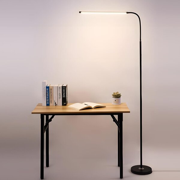 12W LED pokretna podna svjetiljka 180 cm USB crna
