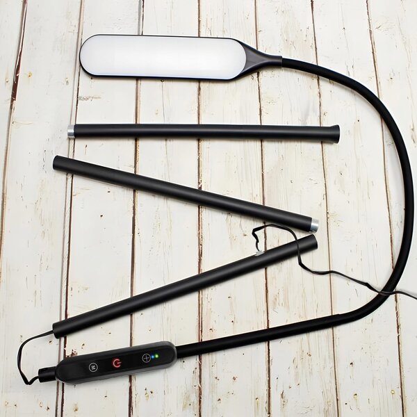 LED pokretna podna svjetiljka 198 cm 6-stupanjski + daljinski upravljač crna