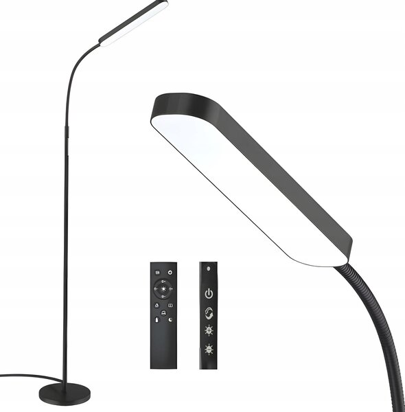 LED pokretna podna svjetiljka 198 cm 6-stupanjski + daljinski upravljač crna