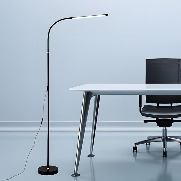 12W LED pokretna podna svjetiljka 180 cm USB crna