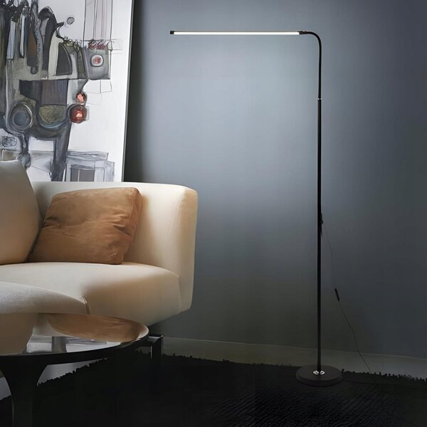 12W LED pokretna podna svjetiljka 180 cm USB crna