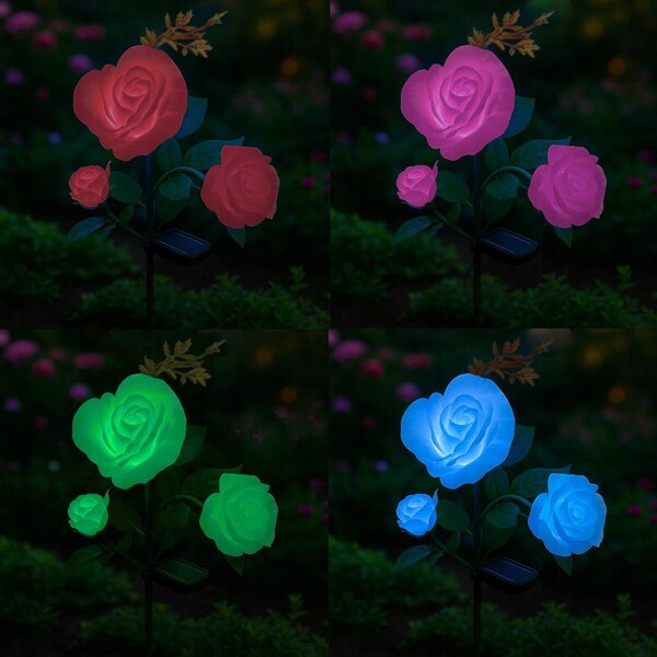 Solarna ukrasna LED RGB vrtna svjetiljka ruža 80 cm