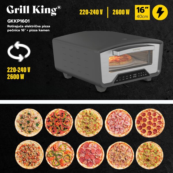 Grill King Pizzaiolo 16" ROTATE SERIES II digitalni samorotirajući električni pekač pizza, bureka, lazanja i ostalih jela