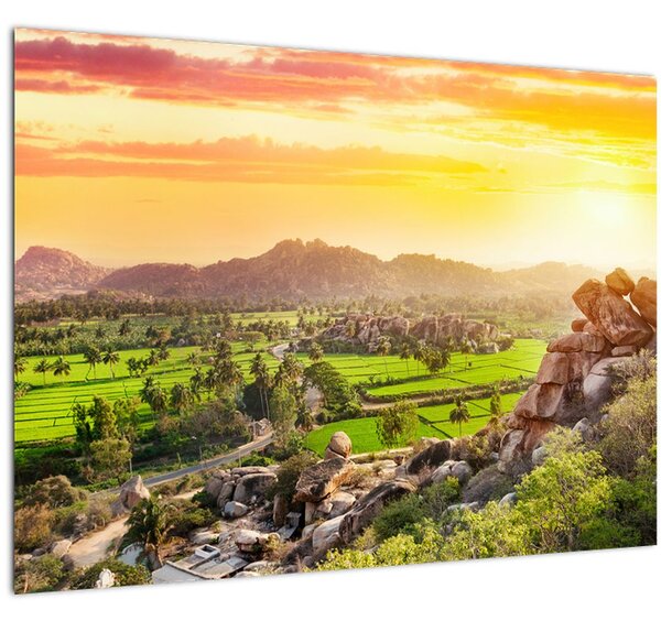 Staklena slika doline Hampi u Indiji (70x50 cm)
