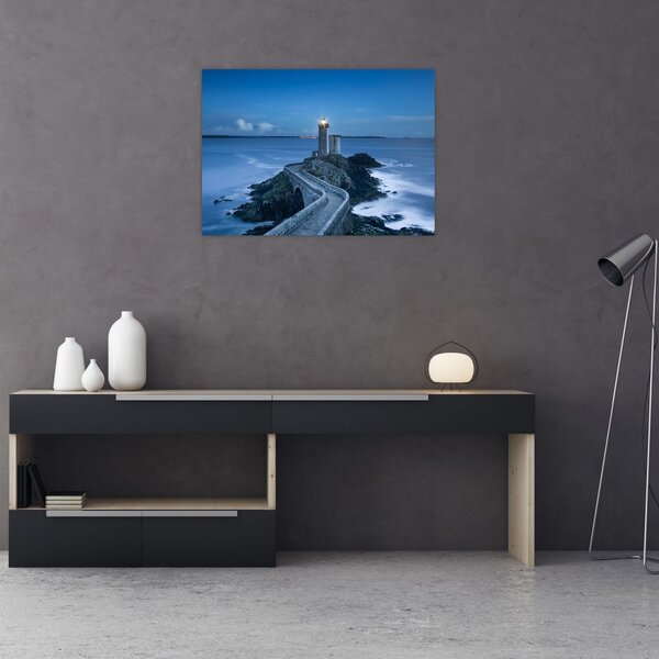Staklena slika svjetionika i mora (70x50 cm)