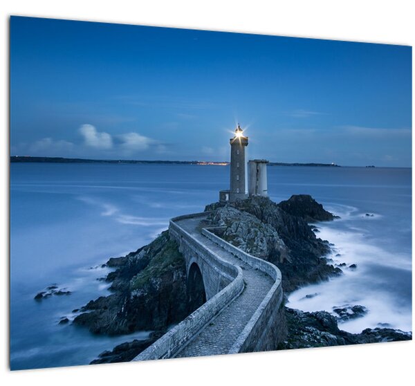 Staklena slika svjetionika i mora (70x50 cm)