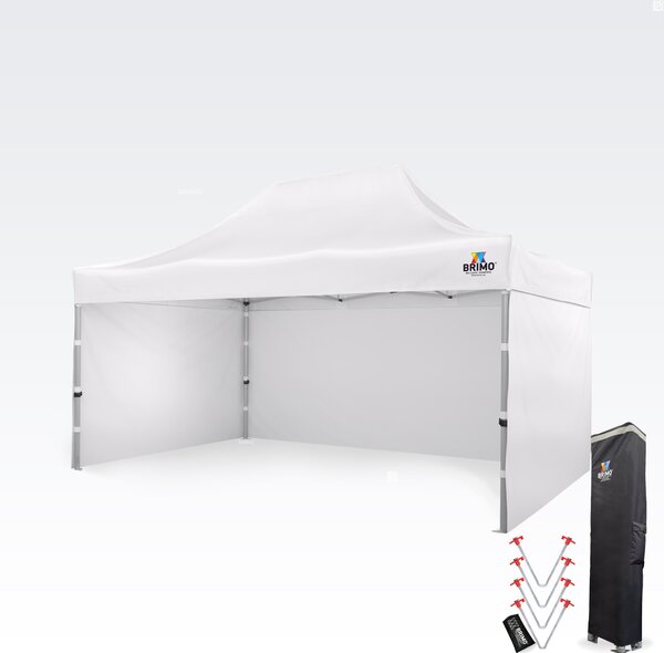 Profesionalni promo sklopivi vrtni paviljon 3x4,5m | Masivni ALU profil 1,8 mm - sa 3 zida - Bijela
