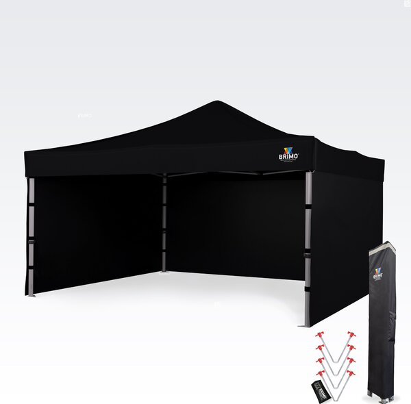 Aluminijski promo šator 4x4 m ALU EXCLUSIVE – 3 stjene, HEX 45 mm - sa 3 zida - Crno