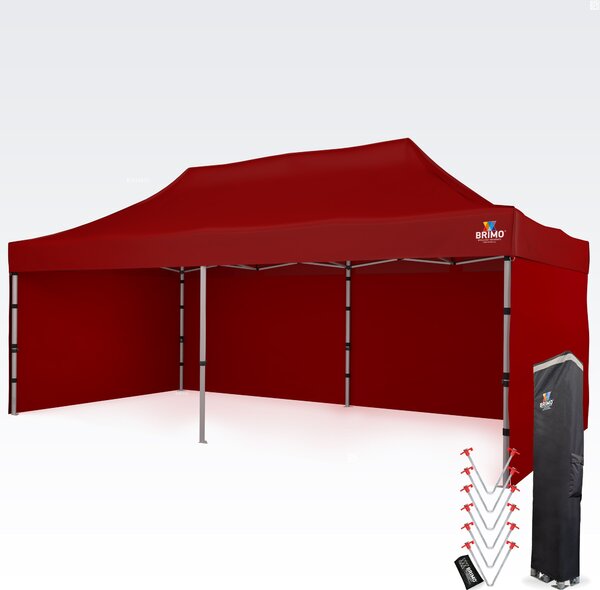 Aluminijski nožničasti šator 4x8 m za motosport i depo - sa 3 zida - Crvena