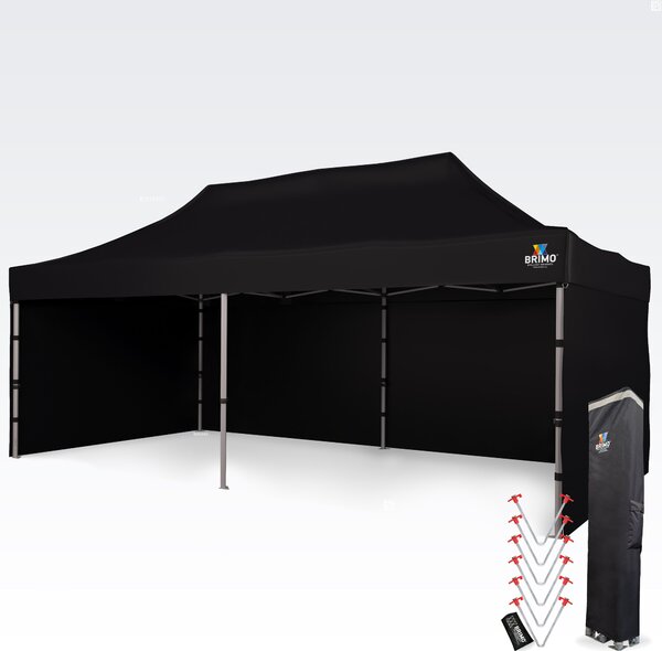 Aluminijski nožničasti šator 4x8 m za motosport i depo - sa 3 zida - Crno