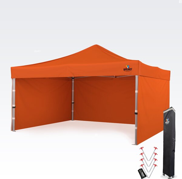 Aluminijski promo šator 4x4 m ALU PREMIUM – 3 stjene, HEX 45 mm - sa 3 zida - Narančasta
