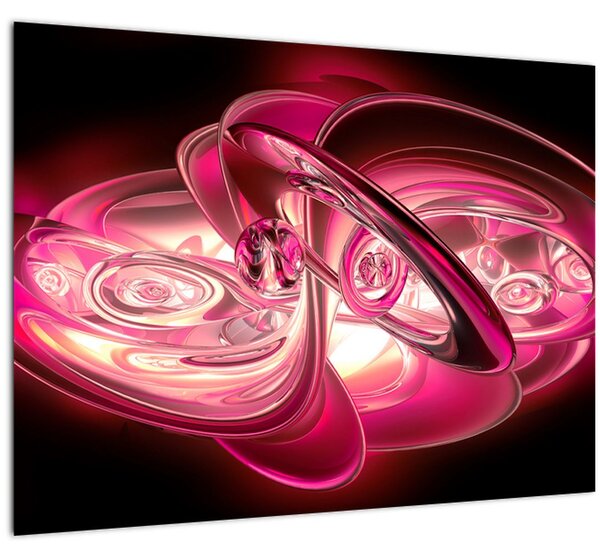 Staklena slika ružičastih fraktala (70x50 cm)
