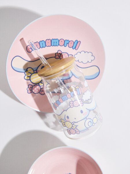 Sinsay - Staklena šalica s bambusovim poklopcem i slamkom Cinnamoroll