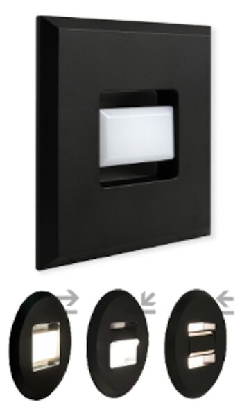 MEGAMAN Tina LED ugradbena svjetiljka, crna, duljina 9 cm, rotirajuća, Crno, Dnevni boravak/blagovaonica, Plastika