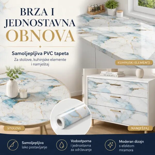 Ocean Marble - Premium samoljepljiva tapeta za kuhinju i namještaj