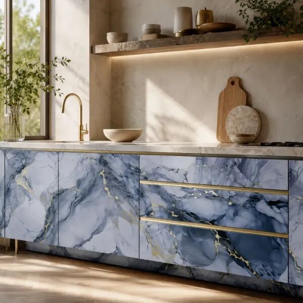 Blue Marble - Premium samoljepljiva tapeta za kuhinju i namještaj
