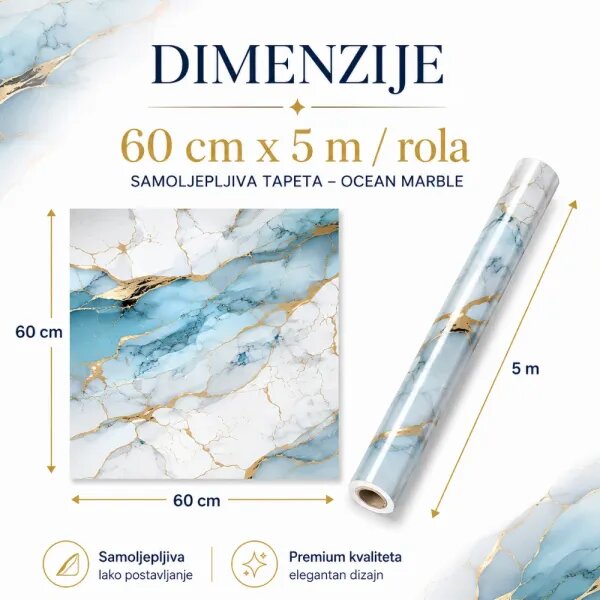 Ocean Marble - Premium samoljepljiva tapeta za kuhinju i namještaj