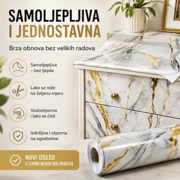Lux Marble - Premium samoljepljiva tapeta za kuhinju i namještaj