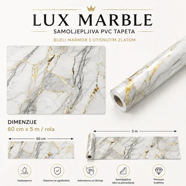 Lux Marble - Premium samoljepljiva tapeta za kuhinju i namještaj