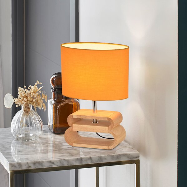 COREP Oslo stolna lampa, gorušičasto žuta/svijetlo drvo, 30 cm, pamuk/drvo, Žuta, Dnevni boravak/blagovaonica, Tkanina / tekstil