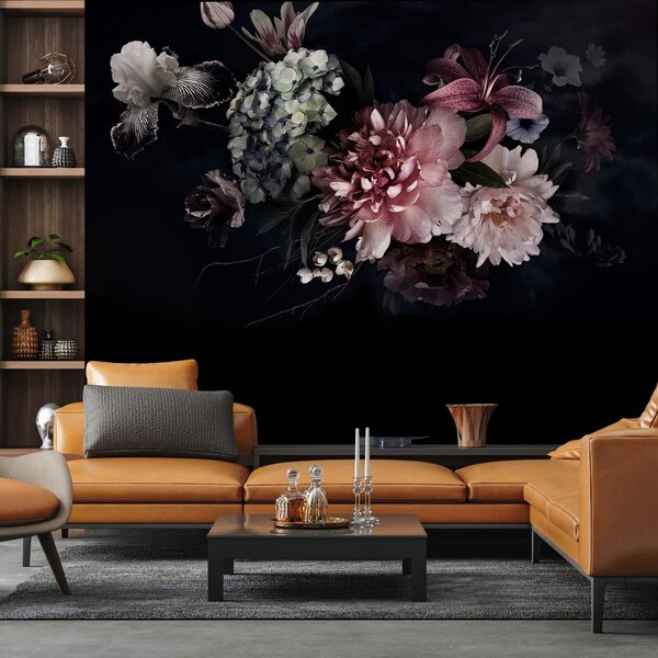 Foto tapeta- Cvijeće na crnoj pozadini (147x102 cm)