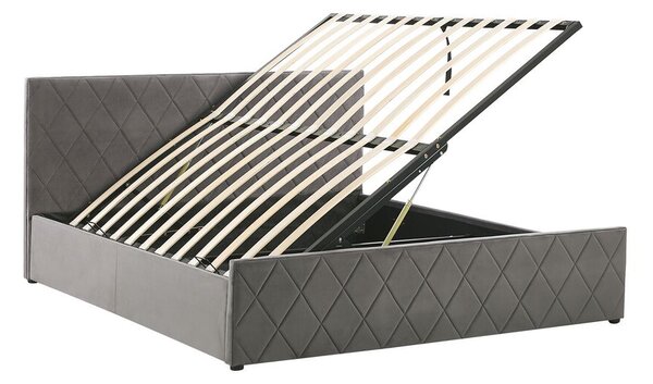 Zondo Bračni krevet 160 cm ROFARIO (siva) (baršun) (s podnicom i prostorom za odlaganje). 1023481