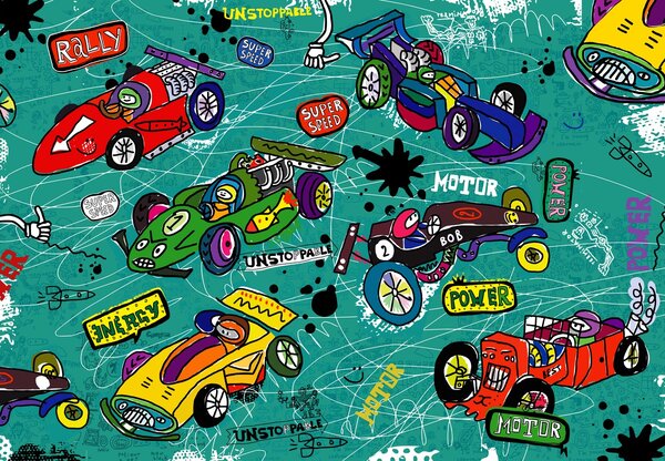 Foto tapeta - Trkaći automobili, ilustracija (147x102 cm)