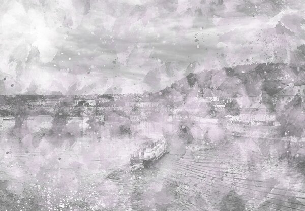 Foto tapeta - Grad, akvarel (147x102 cm)