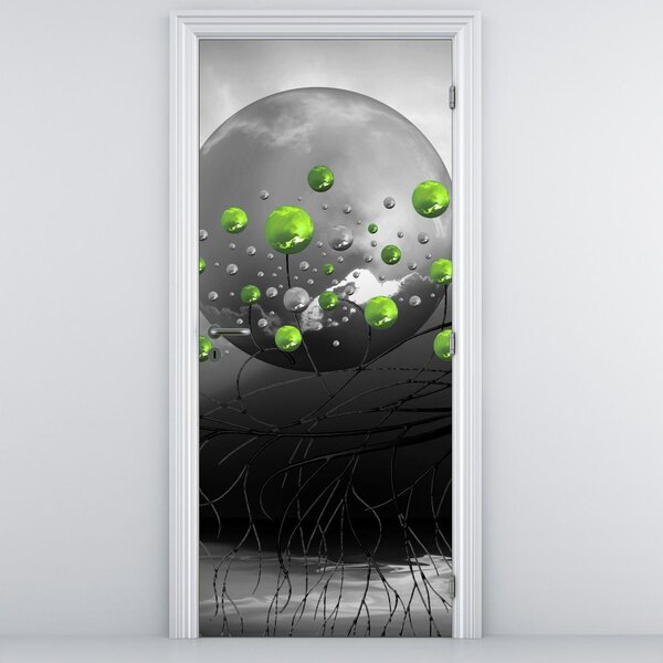Foto tapeta za vrata - Zelene apstraktne kugle (95x205cm)