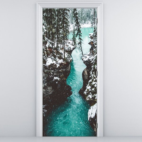 Foto tapeta za vrata - Planinska rijeka zimi (95x205cm)