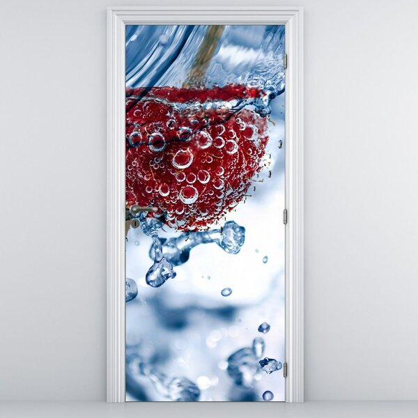 Foto tapeta za vrata- Detalj maline u vodi (95x205cm)