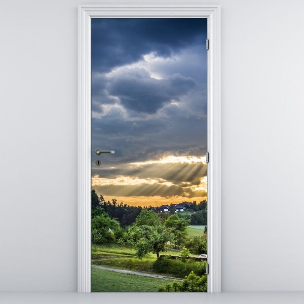 Foto tapeta za vrata - Pejzaž sa zrakama (95x205cm)