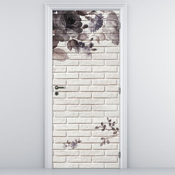 Foto tapeta za vrata - Zid s buketom cvijeća (95x205cm)
