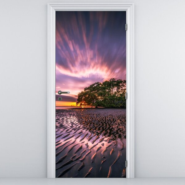 Foto tapeta za vrata - Plaža u zalasku sunca (95x205cm)
