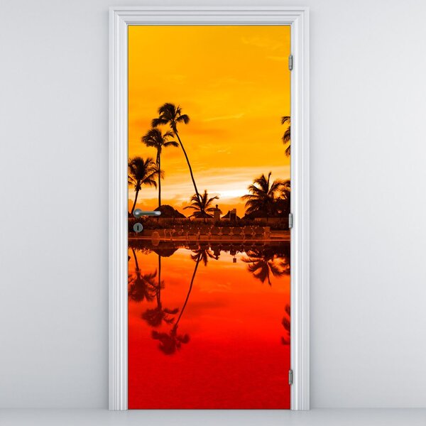 Foto tapeta za vrata - Zalazak sunca iznad resorta (95x205cm)