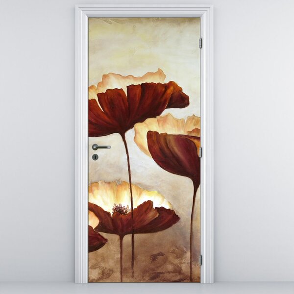 Foto tapeta za vrata - Crveno cvijeće (95x205cm)