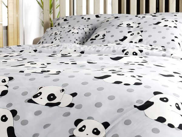 Posteljina od mikrovlakana PANDA siva Dimenzije posteljine: 70 x 80 cm | 140 x 200 cm