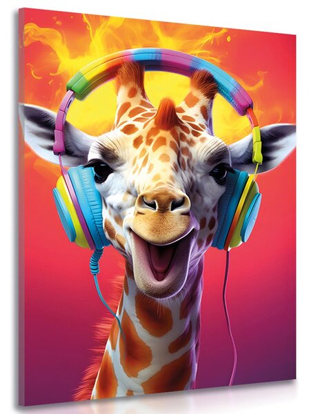Slika žirafa sa slušalicama