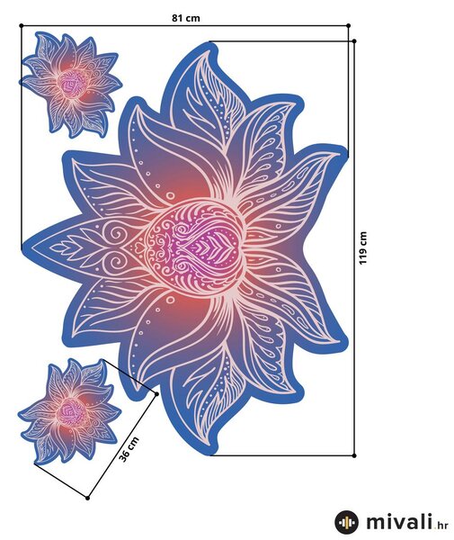 Zidne naljepnice - Lotus mandala plavo-crvena