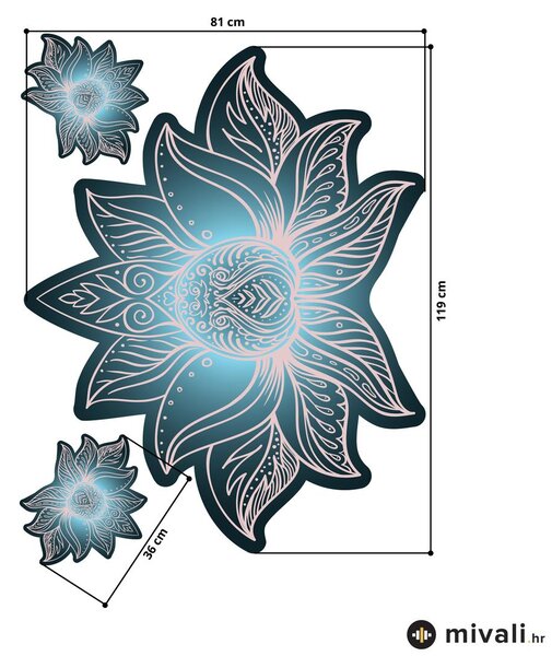 Zidne naljepnice - Lotus mandala petrolej boje