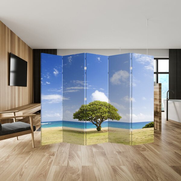 Paravan - Plaža s drvetom (210x170 cm)