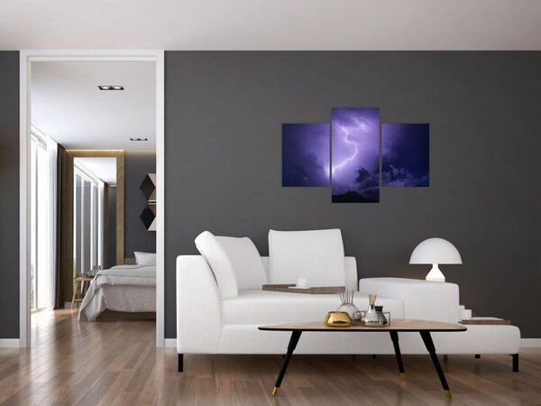 Slika - ljubičasto nebo i munja (90x60 cm)