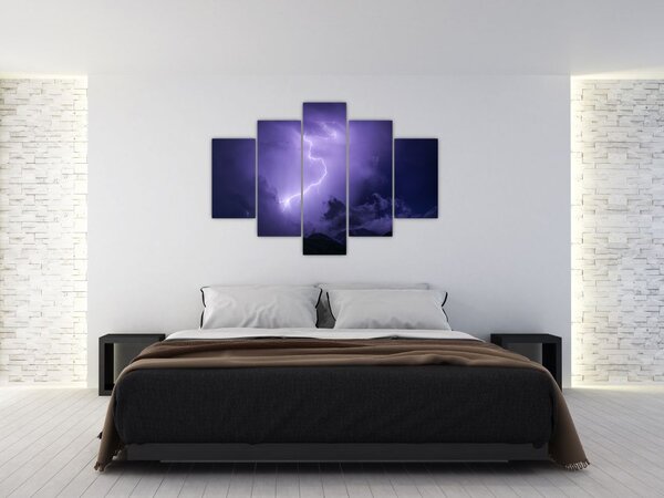 Slika - ljubičasto nebo i munja (150x105 cm)