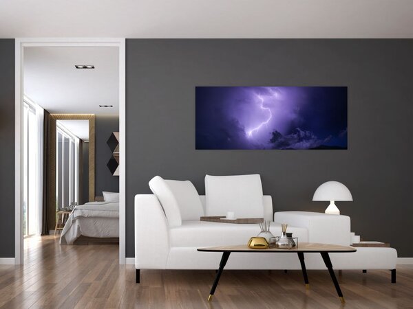 Slika - ljubičasto nebo i munja (120x50 cm)