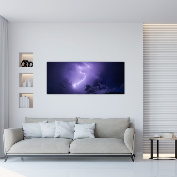 Slika - ljubičasto nebo i munja (120x50 cm)