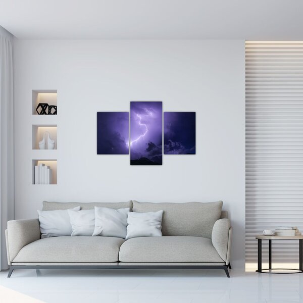 Slika - ljubičasto nebo i munja (90x60 cm)