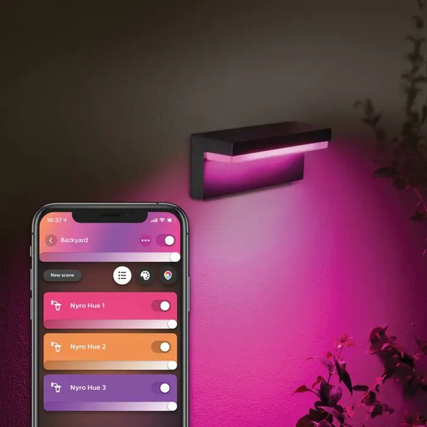 Nyro Hue WACA wall lantern black 1x13.5 8718696174302