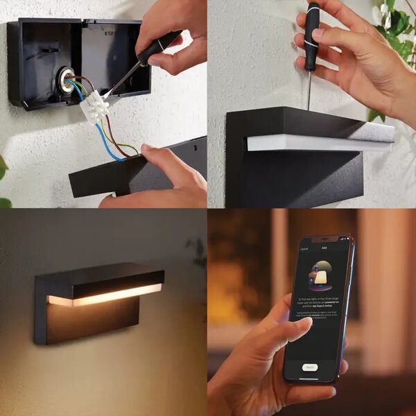 Nyro Hue WACA wall lantern black 1x13.5 8718696174302